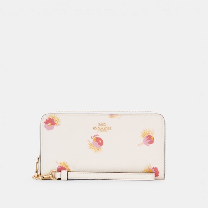 Coach Long Zip Around Wallet With Pop Floral Print (C6406)