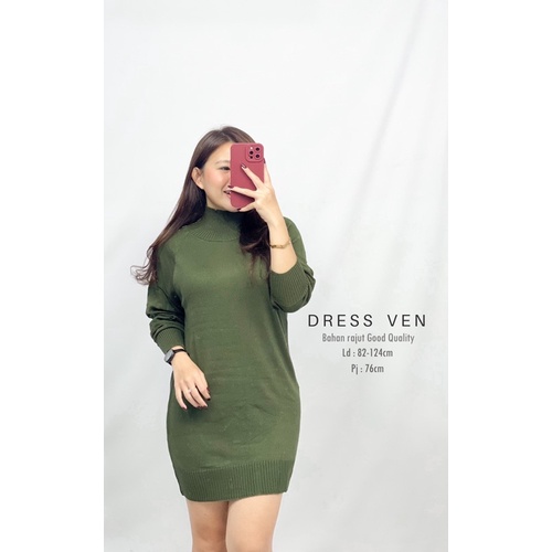 MDLV ~ DRESS VEN RAJUT DRESS RAJUT KOREA DRESS LENGAN PANJANG DRESS MIDI FASHION WANITA