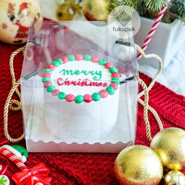 

Box Mika Tali 12x12x12 (20pcs) Kotak Mini Cake Chiffon Lapis Souvenir - Putih Tali Gold