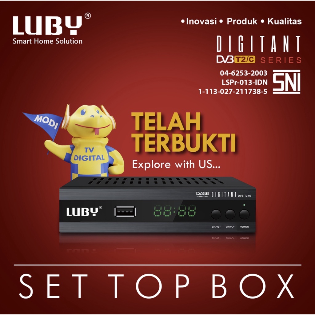 Luby DVB-T2-02 HD STB Set Top Box Receiver Siaran Digital TV