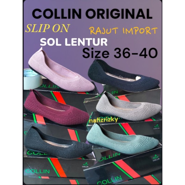SEPATU RAJUT SLIP ON WANITA COLLIN IMPORT