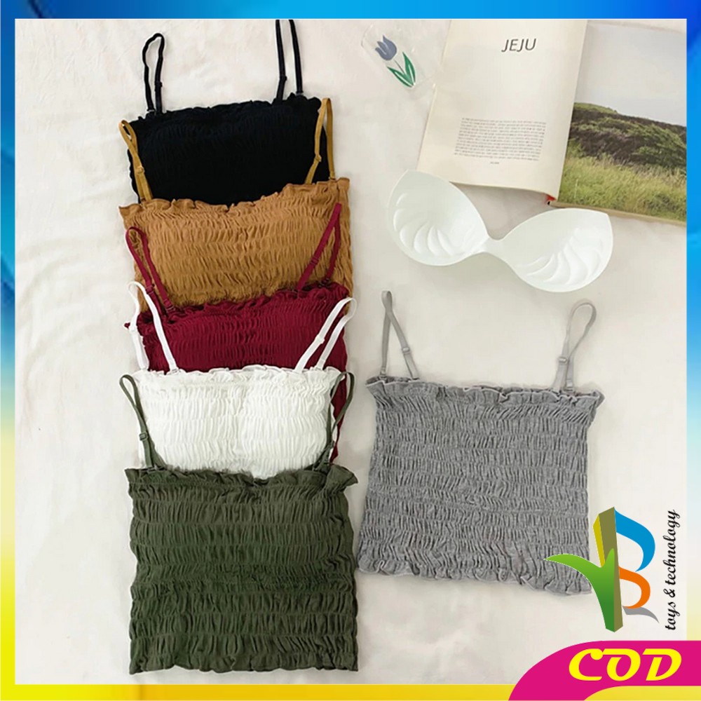 RB-P107 Tank Top Crop Top Bra Korean Style Bahan Katun / Bra Kemben Tali Bisa Lepas Pasang Bra Tangtop Fashion Wanita Tanpa Kawat