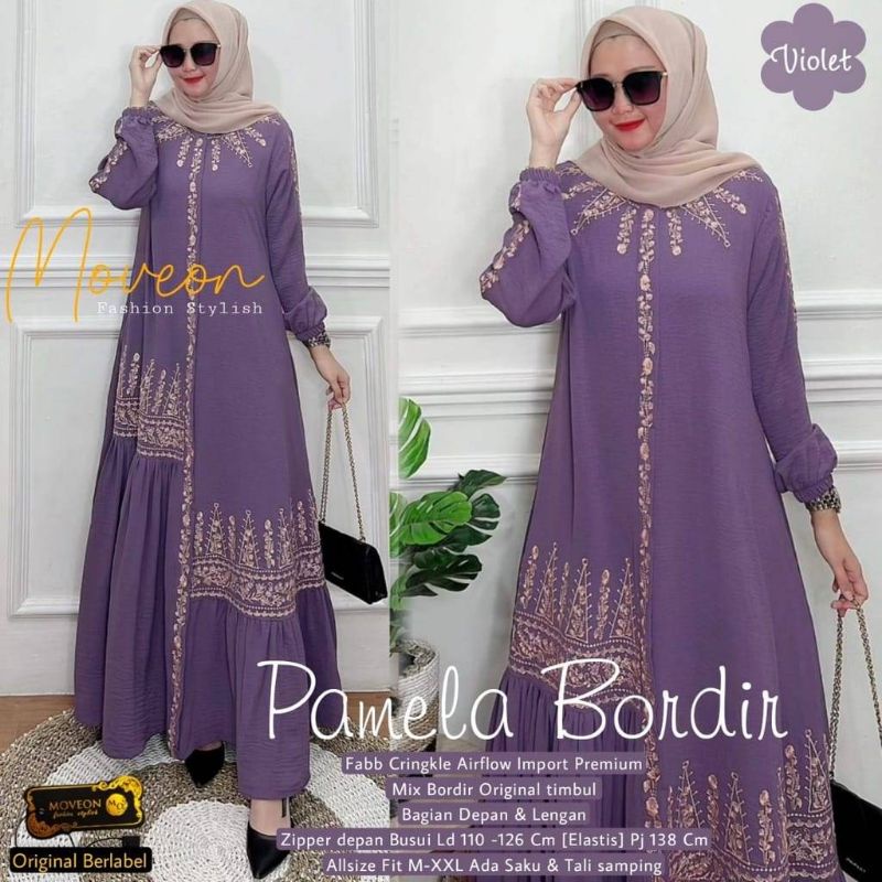 ✔COD PAMELA BORDIR BUSUI GAMIS CRINCLE BORDIR