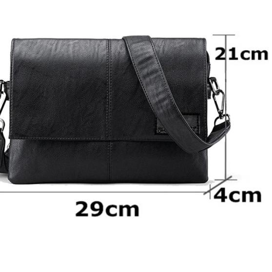 Pennay Tas Slempang Pria Kulit V7785 Tas Casual PU Import - Hitam