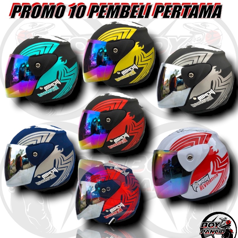 HELM EVO MOTIF VENOM / HITAM METALIK /GM EVO POLOS MANDOR/ EVOLUTION/INOVICION [ BOYPANCID ]