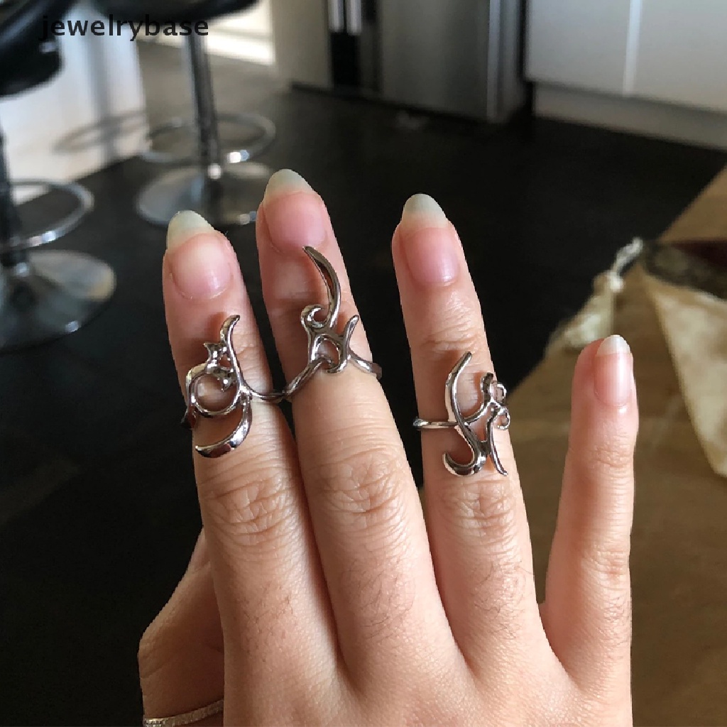 3 Pcs / Set Cincin Pelindung Ujung Jari Model Terbuka Tidak Teratur Gaya Punk