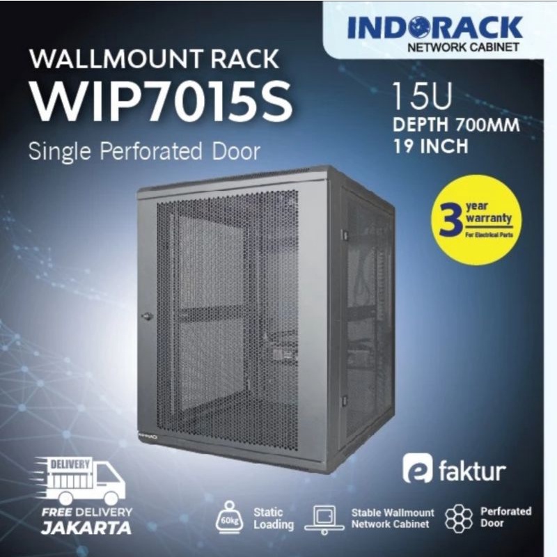 WIP7015S 15U Depth 700mm Wallmount Rack INDORACK Perforated Rak Server