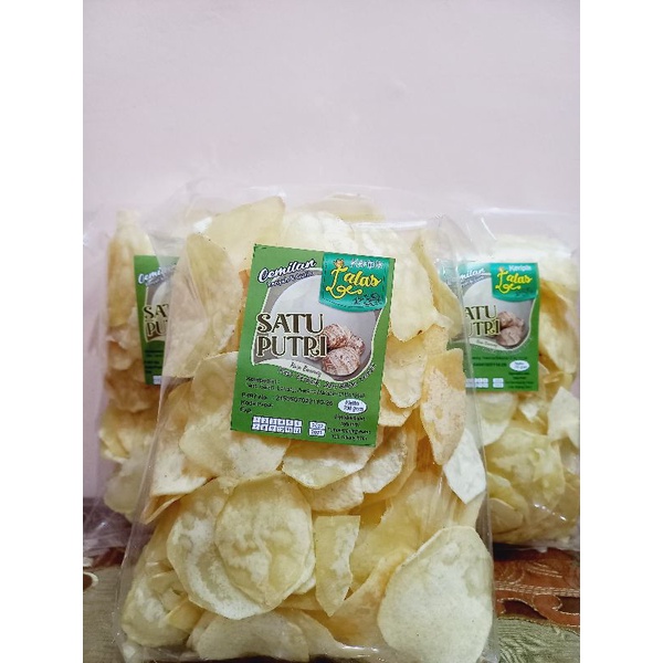 

KERIPIK TALAS (MBOTE) RASA BAWANG *SATU PUTRI* free bubble wrap, packing kardus, sticker fragile