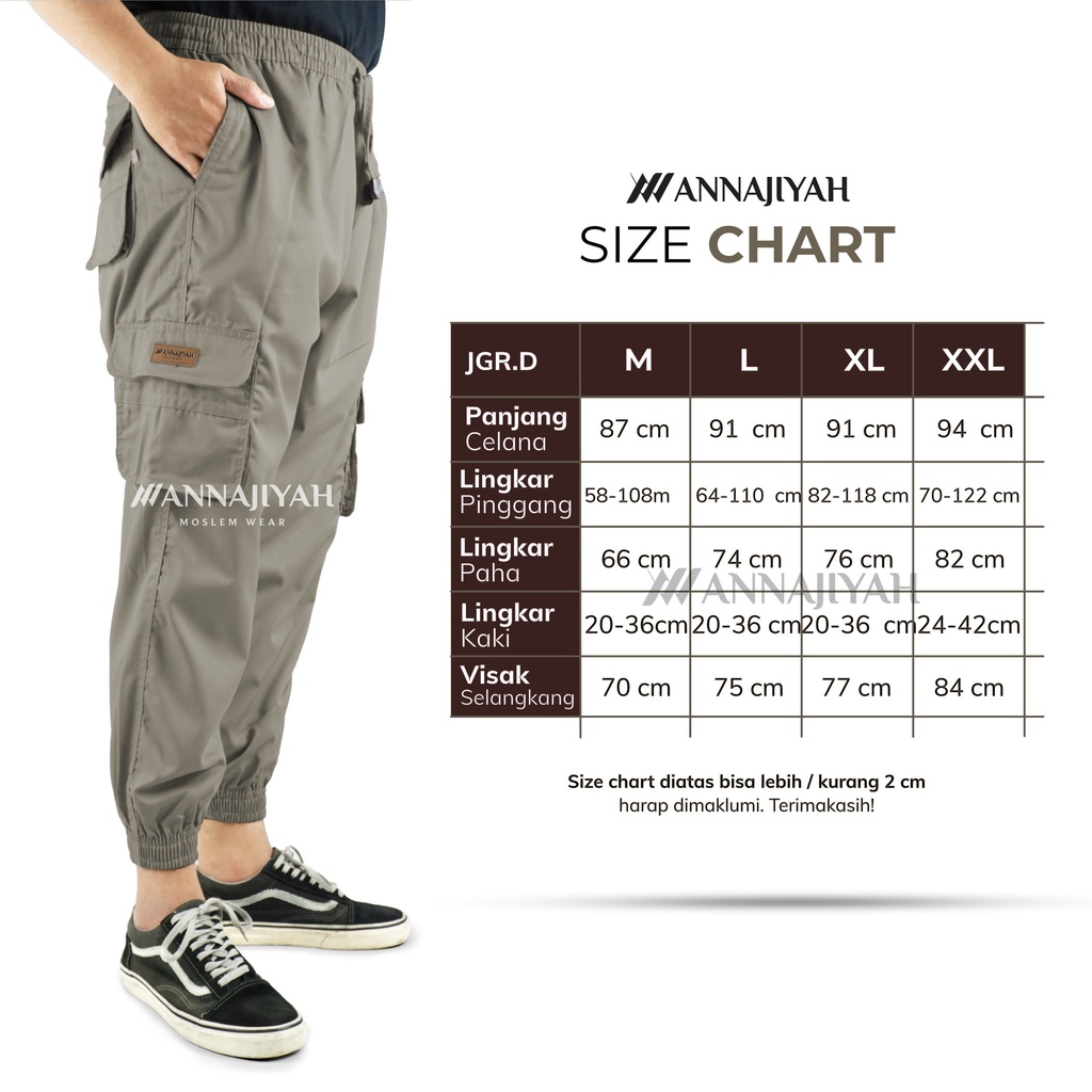 Celana Sirwal Jogger Cargo Cingkrang Laa Isbal untuk Ikhwan Model Outdoor
