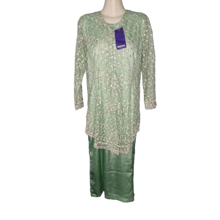 Setelan Brukat Tile Hijau Mint Daleman Long Dress LD 100 PJ 124