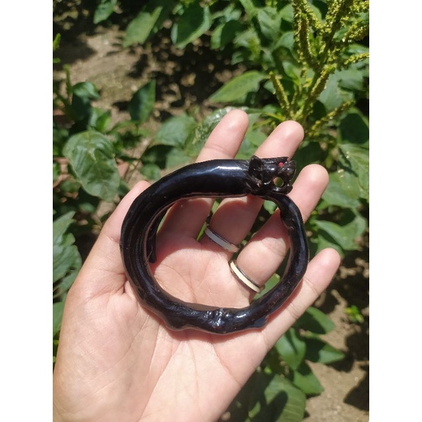 GELANG AKAR BAHAR HITAM UKIR MACAN