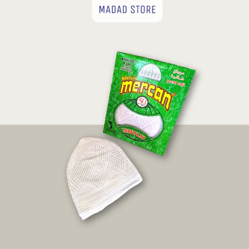 Peci Rajut Soylu Mercan  Dewasa Putih - Kopyah Rajut Mercan Putih
