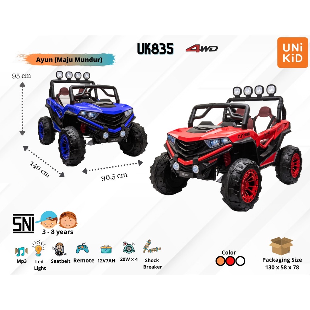 Mainan anak mobil aki Jeep Monster UNIKID (UK835)