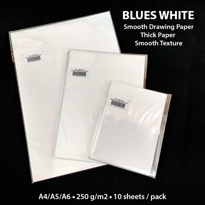 

Blues White Smooth Drawing Paper Kertas BW 250g A6 / A5 / A4