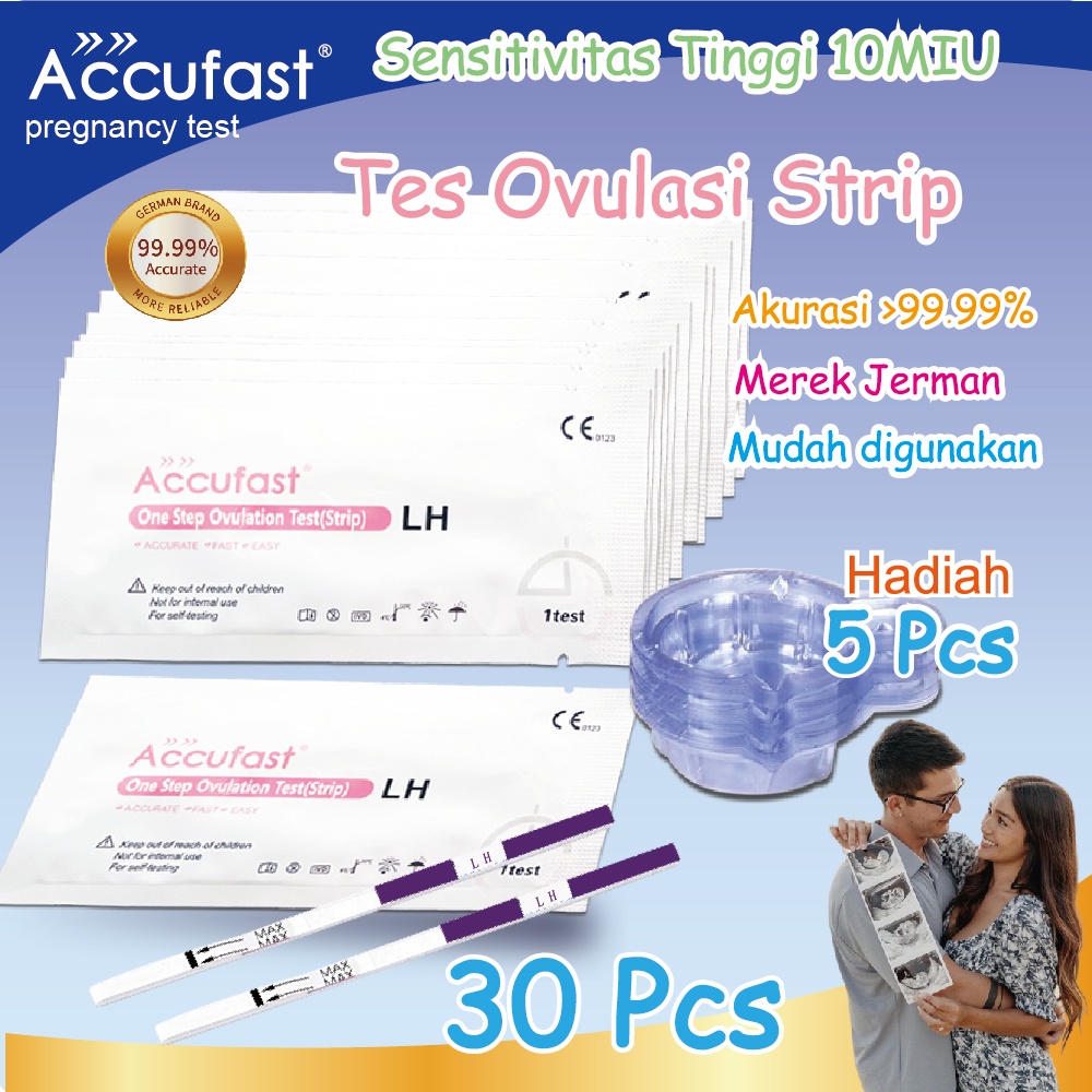 ACCUFAST Tes Ovulasi 30Pcs Strip Tes Ovulasi LH Test 10MIU Sensitivit Tinggi