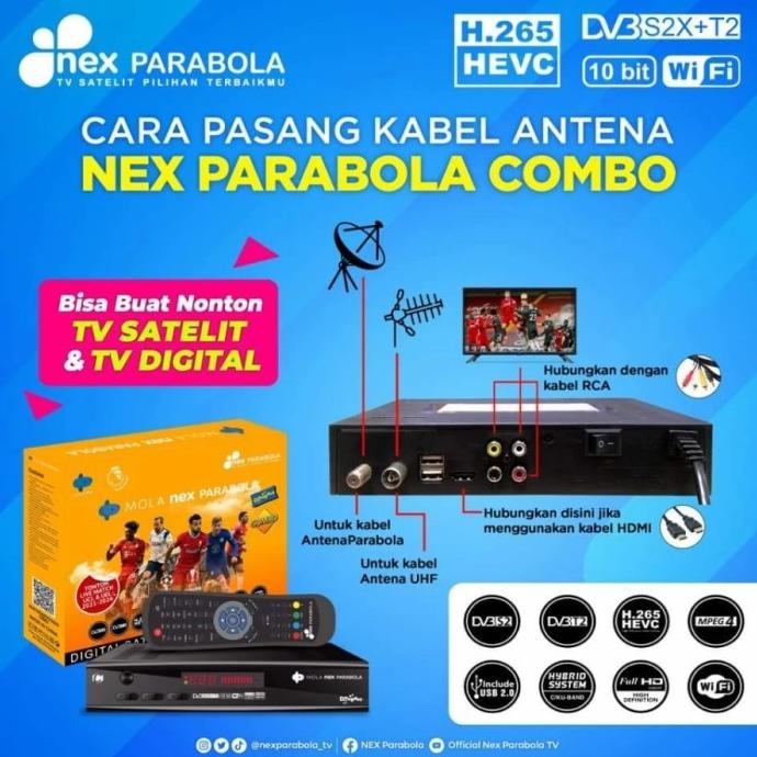 Receiver Nex Parabola Combo kuning Receiver Parabola dan Set Top Box
