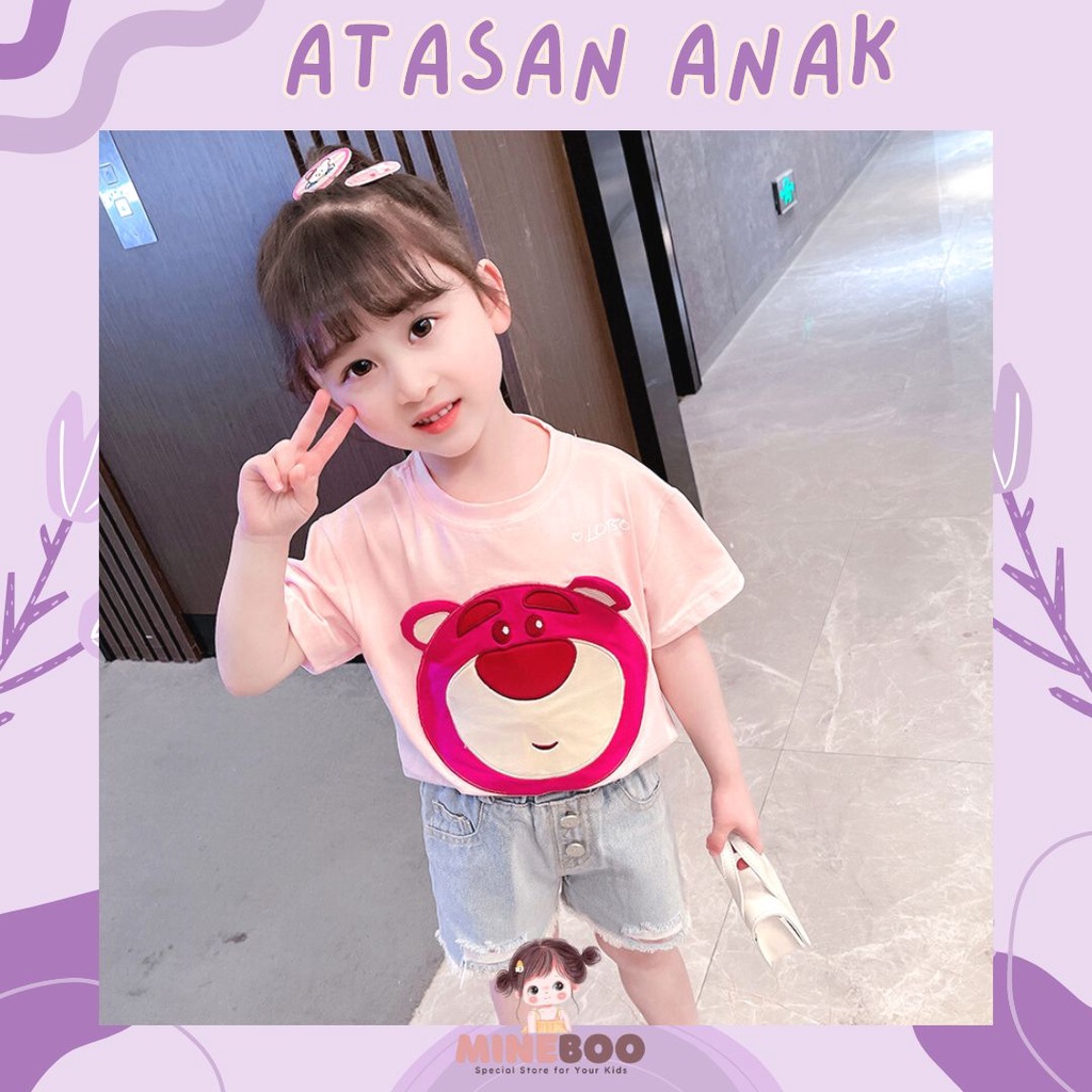 mineboo - PINKY BEAR EBV 1-8tahun T-shirt/Kaos Anak perempuan Katun 100%/baju anak perempuan IMPORT