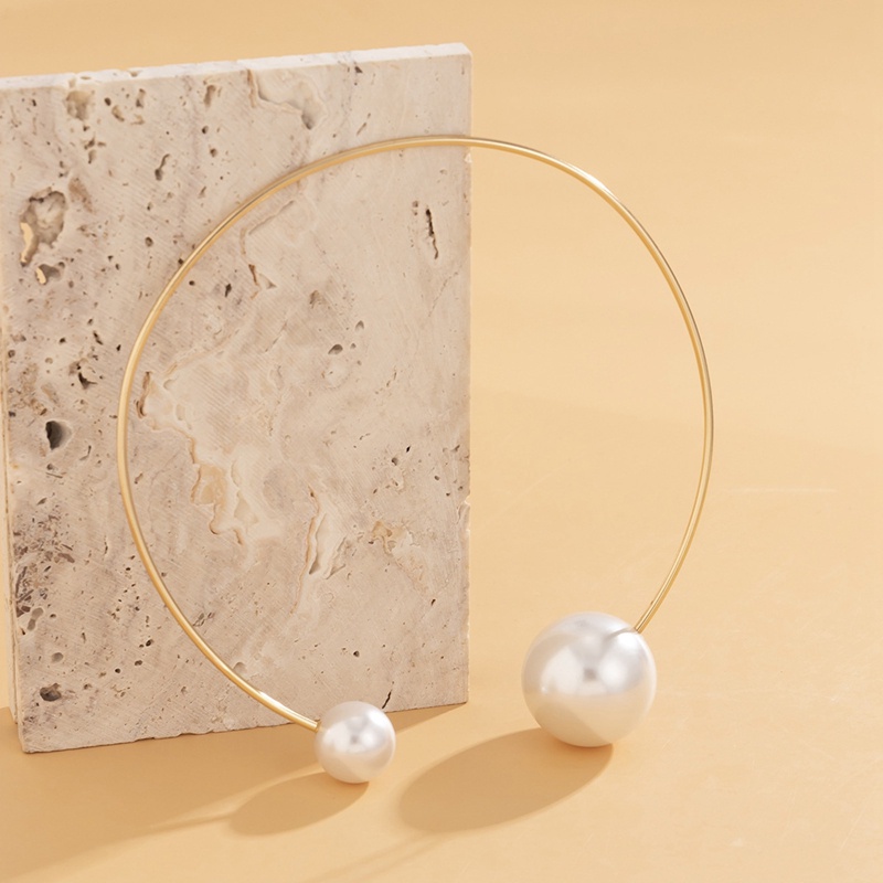 Fancyqube Kalung Choker Rantai Klavikula Hias Mutiara Imitasi Warna Putih Untuk Wanita