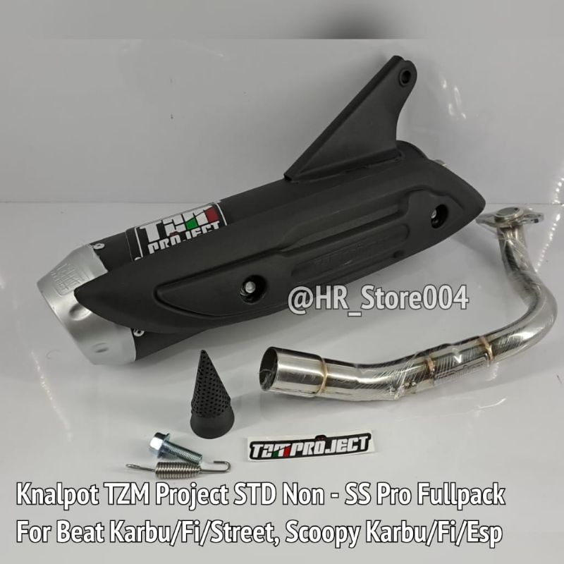KNALPOT TZM PROJECT STD NON - SS FULLPACK FOR BEAT KARBU/FI/ESP/POP/STREET, SCOOPY KARBU/FI/STREET/E