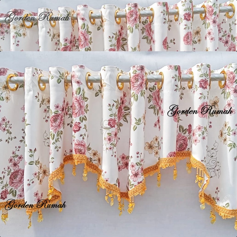 Poni Gorden Atas Pintu Motip Shabby Blackout import Premium Pink Biru Coklat Hijau Ungu