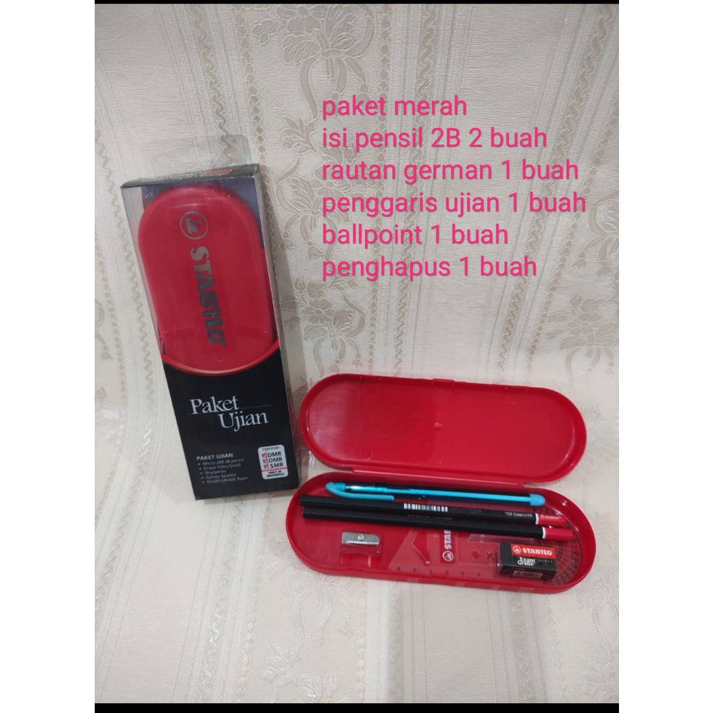 

RK pensil stabillo set ujian putih / merah / hitam satuan germany