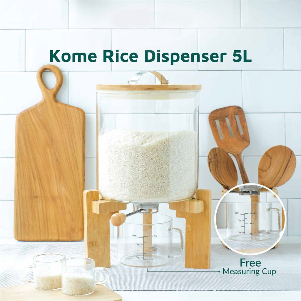 Rice Dispenser Tempat Penyimpanan Beras Wooden Rice Dispenser Dispenser Beras Kayu Tempat Penyimpana