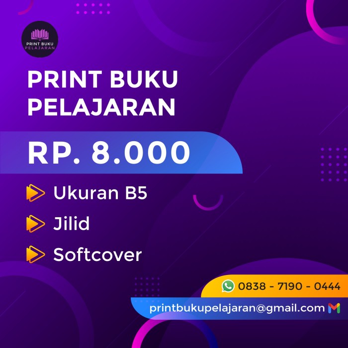

Jilid Softcover Ukuran B5 print buku pelajaran, diktat, jurnal sekolah