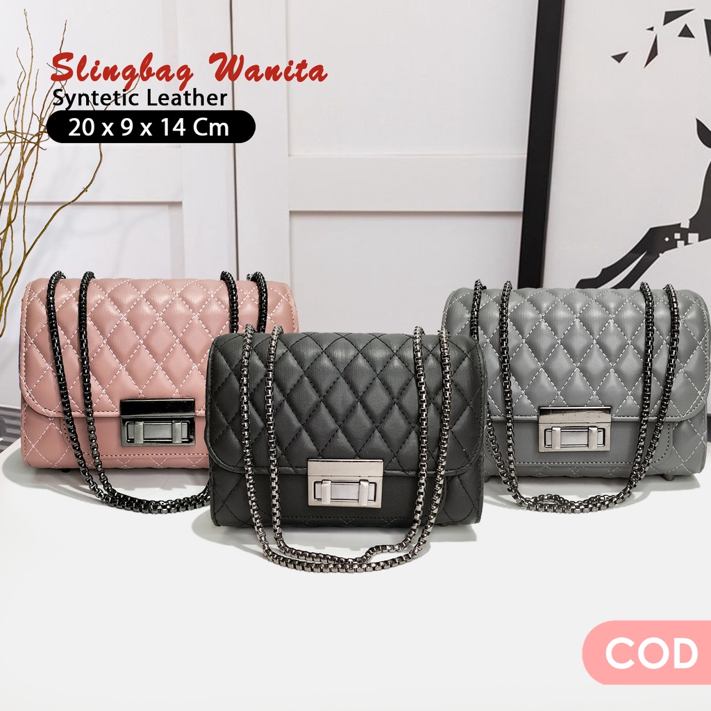 Tas selempang wanita kulit sintetis tas pesta wanita remaja shoulder bag polos terbaru