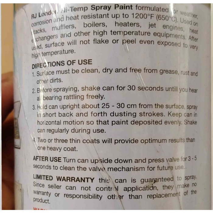 RJ LONDON SPRAY PAINT CAT HI-TEMP SILVER HIGH TEMPERATUR OP-HTS 400cc