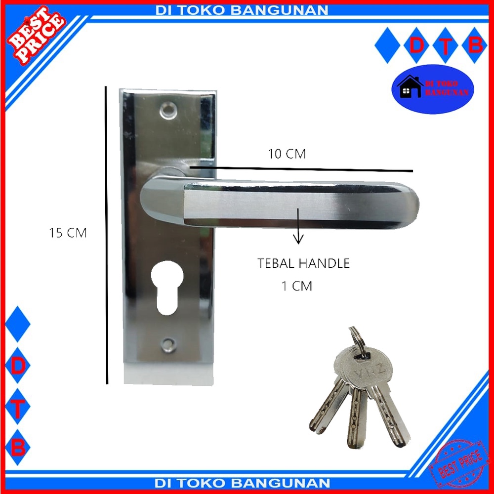 Handle Pintu Kunci Pintu Kecil Komplit VNZ Silver