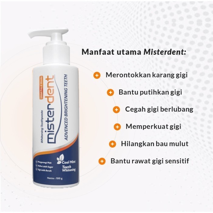 Odol Misterdent Pemutih Gigi Dan Pembersih Karang Gigi Kuning Original Permanen Bpom Odol Pemutih Gigi MISTERDENT ADVANCED BRIGHTENING