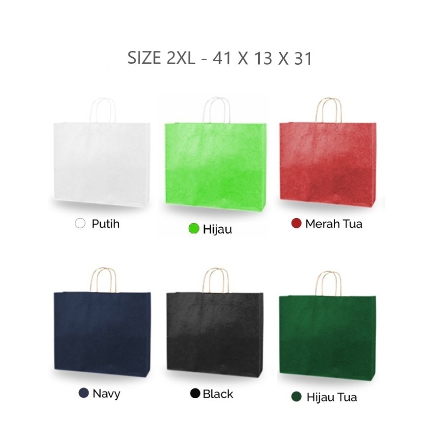 

Paper Bag Kantong Kertas Polos Warna Besar Goodie Souvenir Extra Large 2XL - 31x12x42