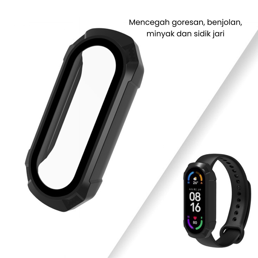 Miband 2 in 1 Screen Protector / PC Frame + Tempered Glass Full Case for Xiaomi Band 4 5 6