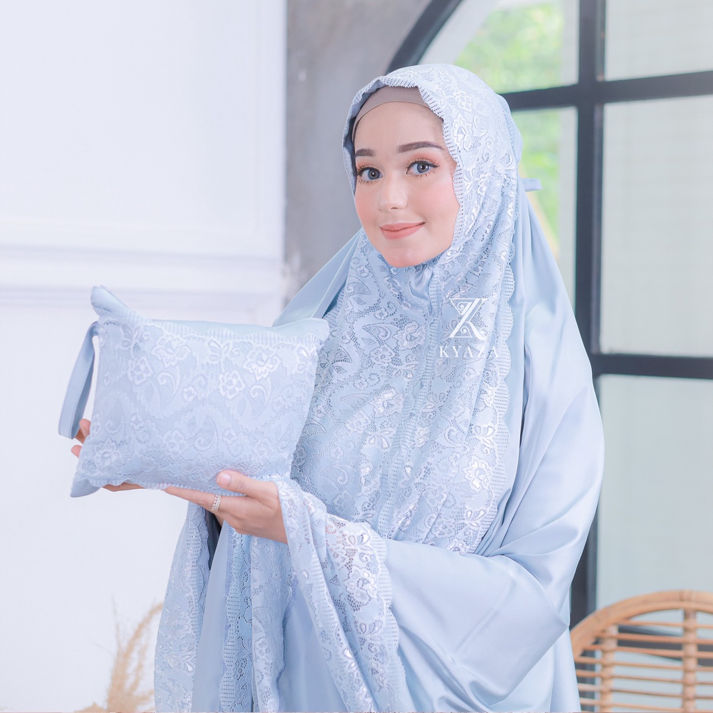 Mukena Full Renda Zara Silk | Mukena Armani Silk Glossy Renda | Mukena Seserahan