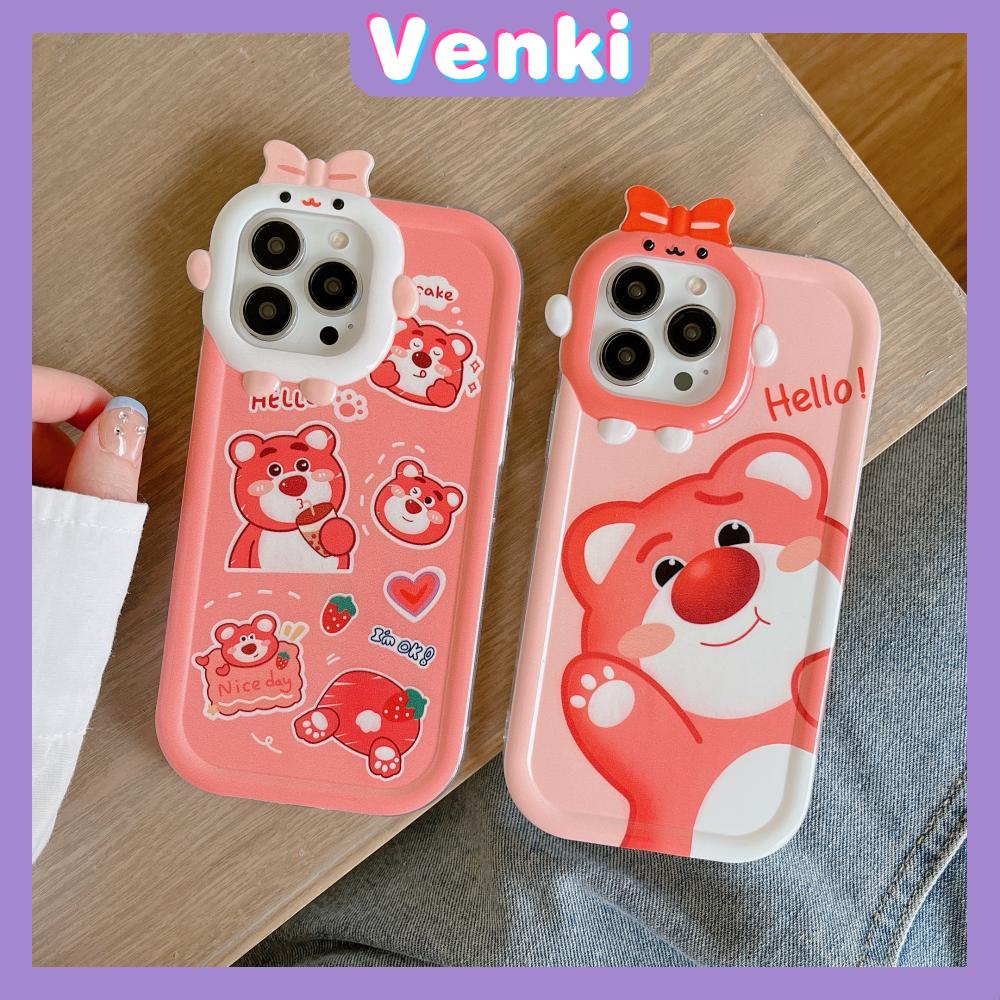 iPhone Case Silicone Soft Little Monster Case Glossy Cute Pink Bear Airbag Shockproof Protection Camera Compatible For iPhone 14 Pro Max 13 12 11 Pro 7 8 Plus XR