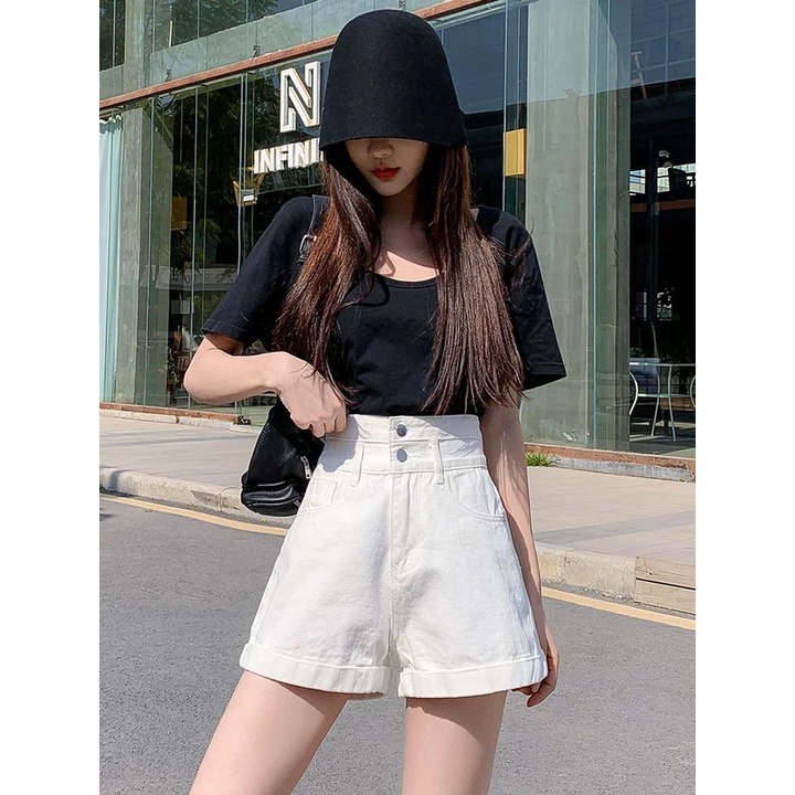Celana Pendek Jeans Wanita Shorts Jeans Highwaist Hot Pants - BJ048