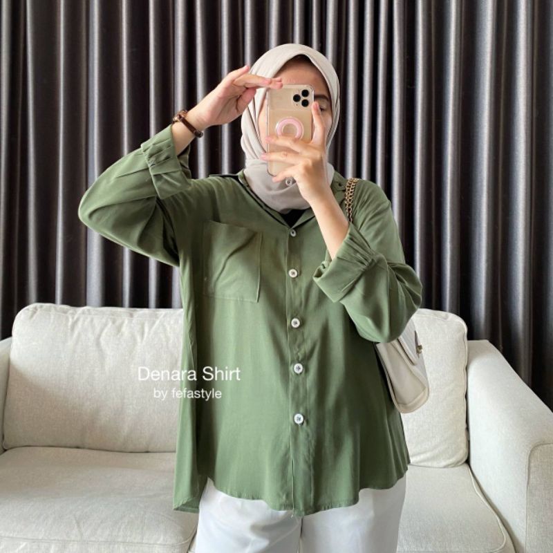 KEMEJA BASIC KOREA / KEMEJA POLOS - DENARA SHIRT by fefastyle