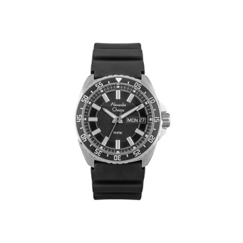 Jam Tangan Pria Alexandre Christie AC 6541 ME RSSBA Men Black Dial Black Rubber Strap