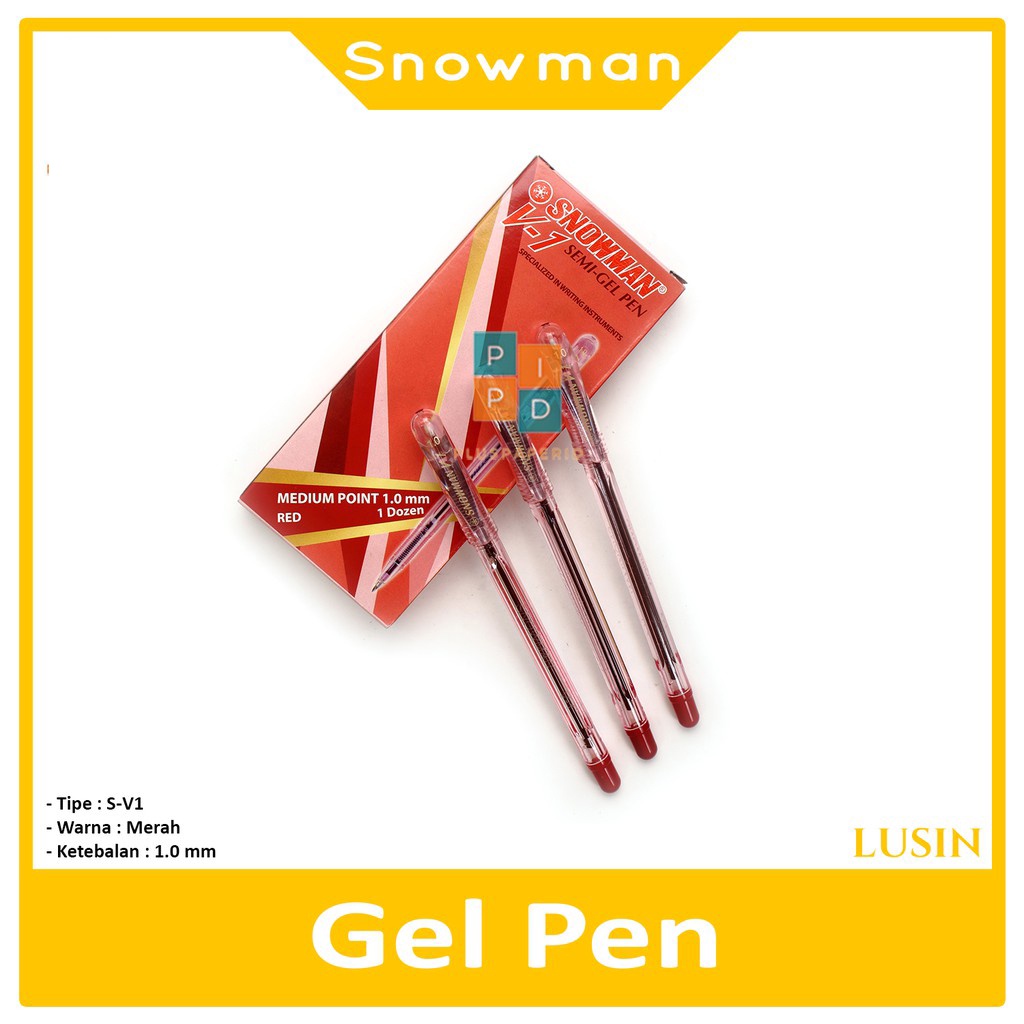 

SNOWMAN - Pulpen Ball Pen V-1 Merah - Pcs