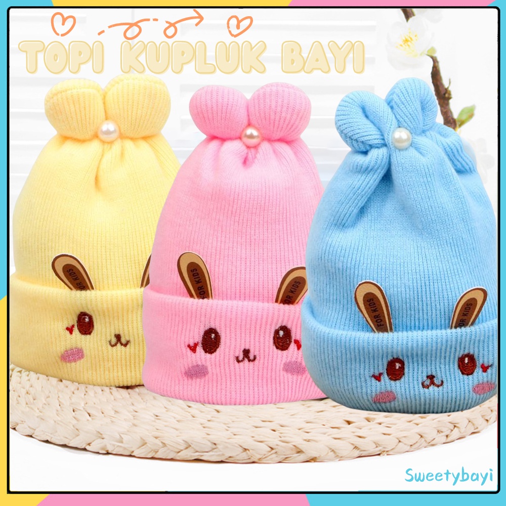 Sweetybayi Topi kupluk bayi anak kids hat Kupluk bayi rajut motif kelinci