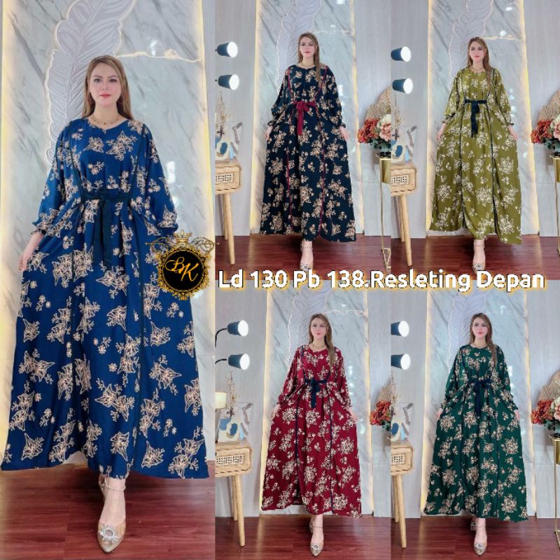 Terbaru Gamis Bunga Ld 130 | Longdress Lengan Panjang Jumbo | Dress Lengan Panjang