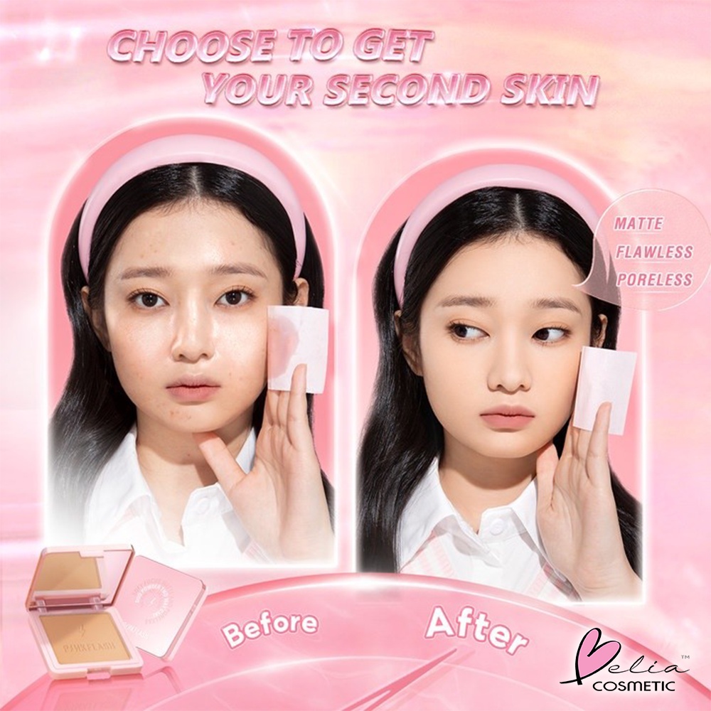 ❤ BELIA ❤ PINKFLASH Duo Powder Two Way Cake | Duo Effect Pressed Powder PF-F17 | Oil Control | Pink Flash | BPOM