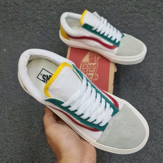 SEPATU SNEAKERS VANS OLDSKOOL GREY YELLOW GREEN SEKOLAH KERJA KULIAH PRIA WANITA COWOK CEWEK WHITE RED HANGOUT LIBURAN SANTAI KADO HADIAH BERKUALITAS TERJANGKAU TERMURAH ABU KUNING HIJAU