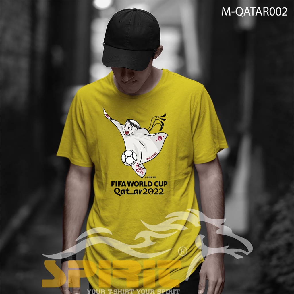 KAOS " LA'EEB " MASKOT PIALA DUNIA QATAR 2022 LENGAN PENDEK / BAJU KAOS T-SHIRT MASKOT WORLD CUP 202