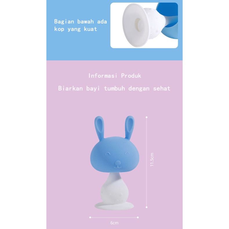 Teether bayi/Mainan gigitan bayi bahan silikon/Teether silikon kelinci/Mainan gigitan bayi / Mainan rattle bayi /teether bayi Mushroom Head / baby bell teethering rattle stick (BIC)