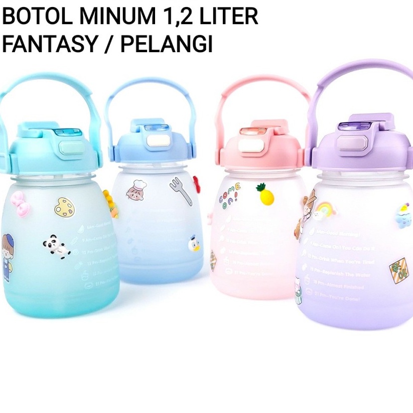 BOTOL AIR MINUM KOREA VIRAL / BOTOL MINUM MOTIVASI GEMOY 1.2 LITER