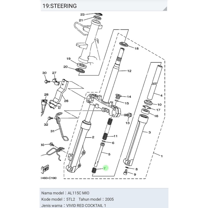PER SULING SHOCK SHOK MIO LAMA NOUVO LELE NOUVO Z ASLI ORI YAMAHA 5LM F3152 00