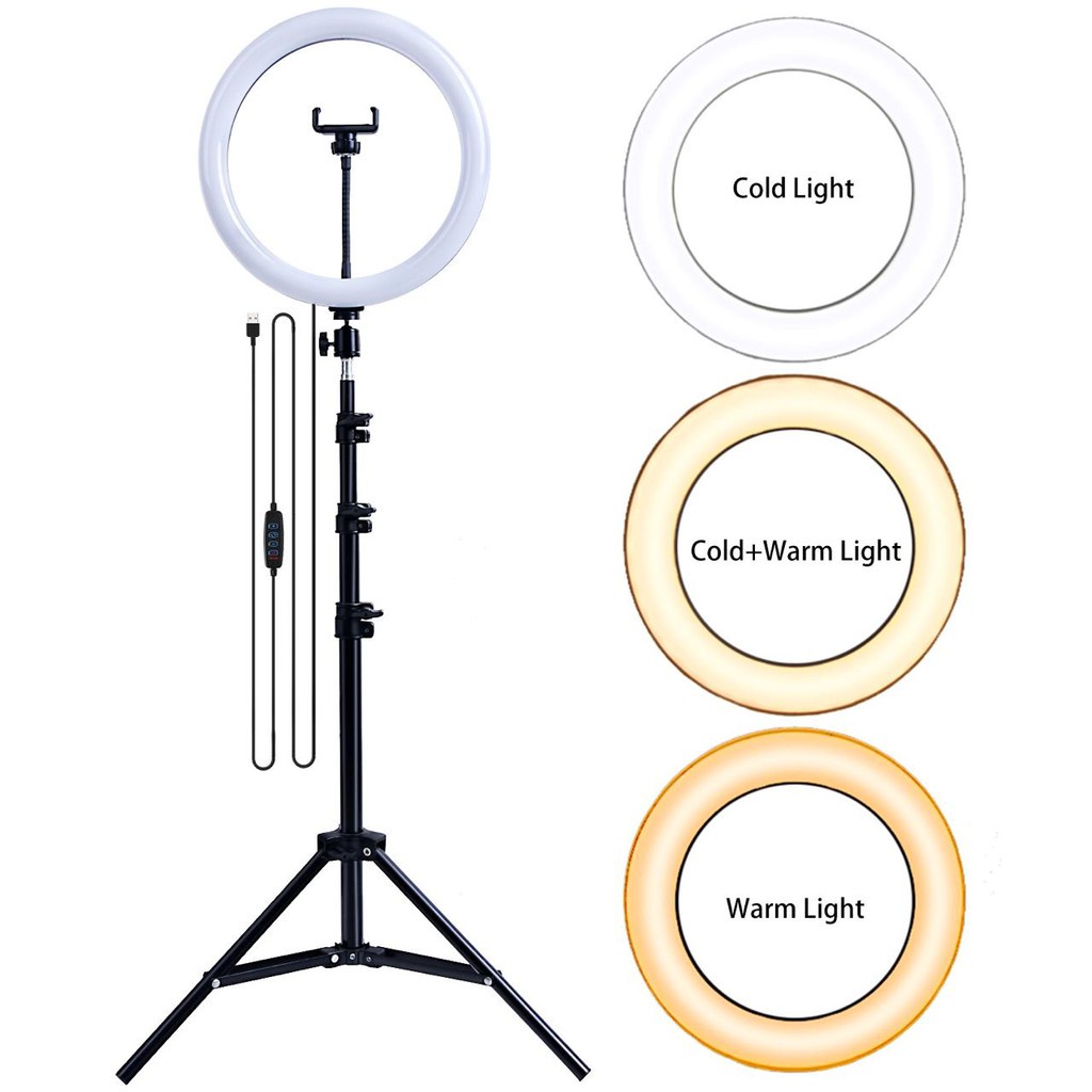 PAKET KOMPLIT Murah RINGLIGHT 26CM + TRIPOD 2,1 METER MAKE UP VLOG LAMPU RINGLIGHT-1