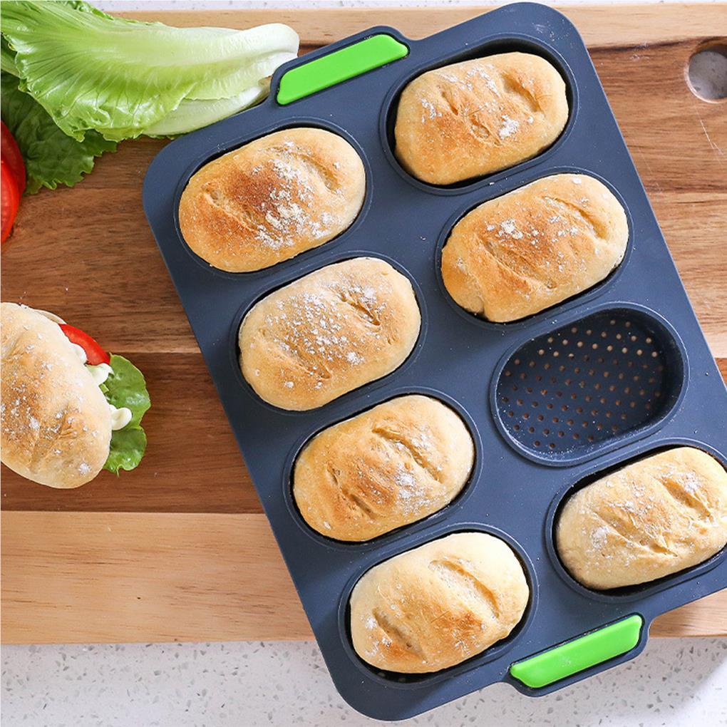 Baguette Tray Bread Pan Pembuat Kue Gadget Dapur Pengerjaan Anti Lengket Ukuran Kompak Permukaan Halus 9slot Alat Panggang