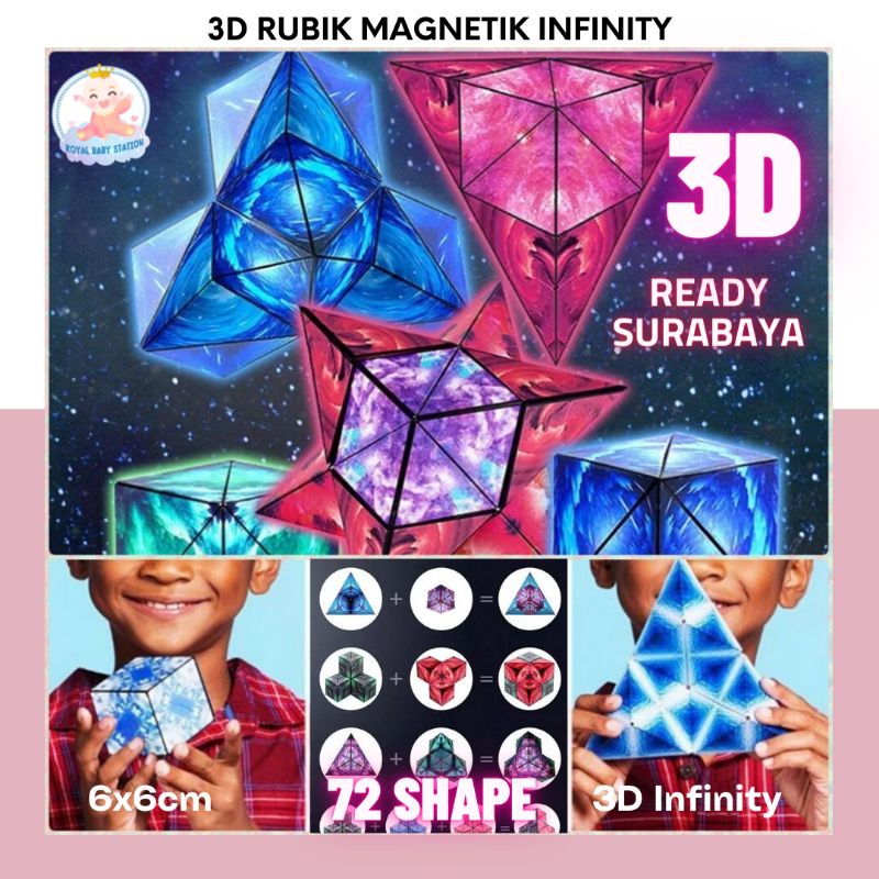 3D Mainan Rubik Magnetik Besar Real Infinity Galaxy